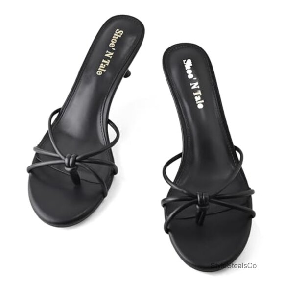 Kitten Heel Sandals Knotted Thong Flip Flops Open Toe Mules - Picture 4 of 6